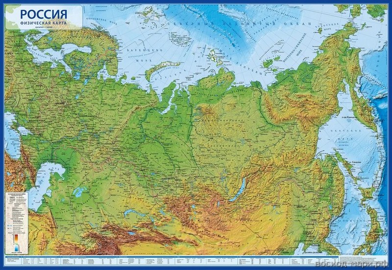  Карта России физическая интерактив. 60х40см арт. КН055